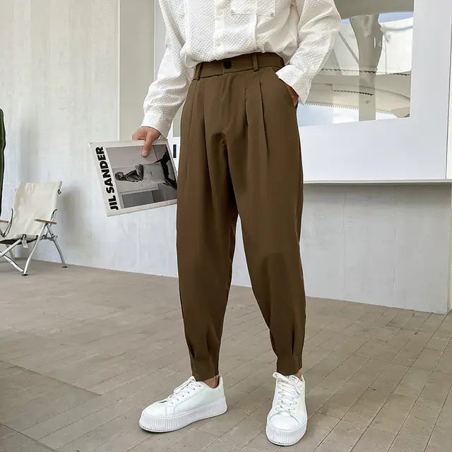 Korean Style Solid Color Casual Men's Pants