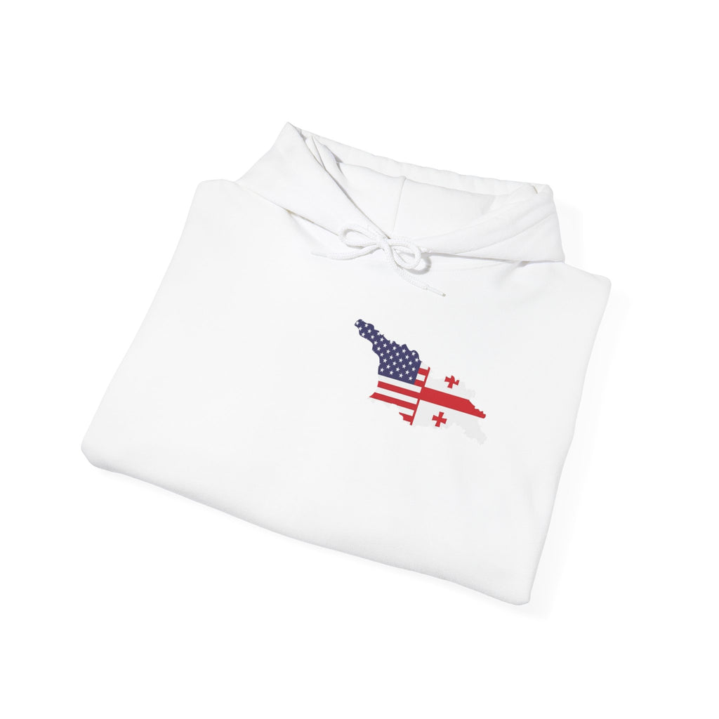 Patriotic Champion Hoodie – USA Flag Small Chest + Back Wrestler Belt Design