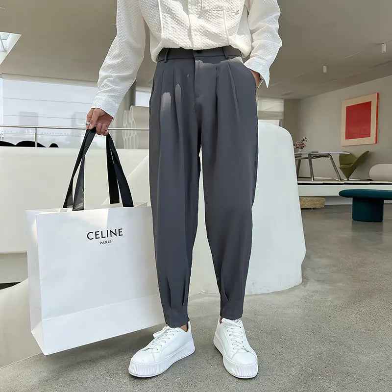 Korean Style Solid Color Casual Men's Pants