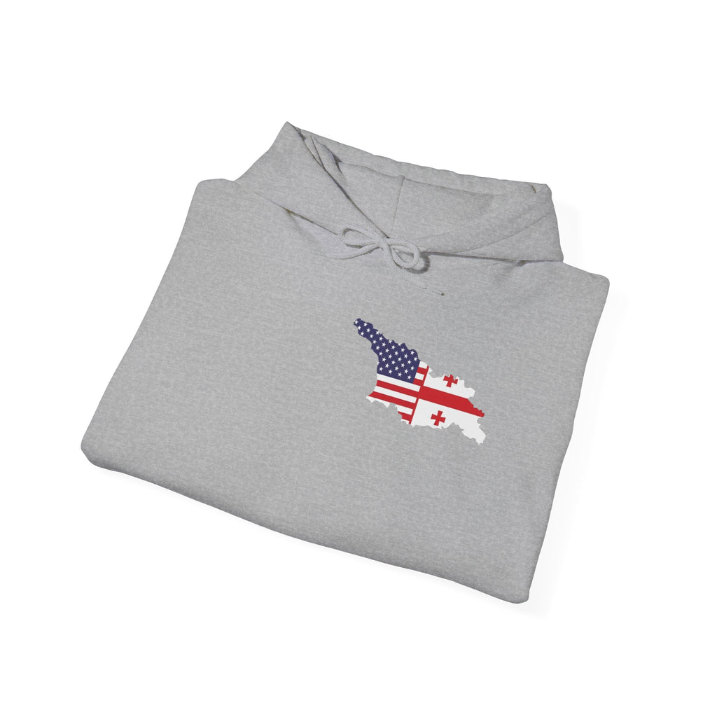 Patriotic Champion Hoodie – USA Flag Small Chest + Back Wrestler Belt Design