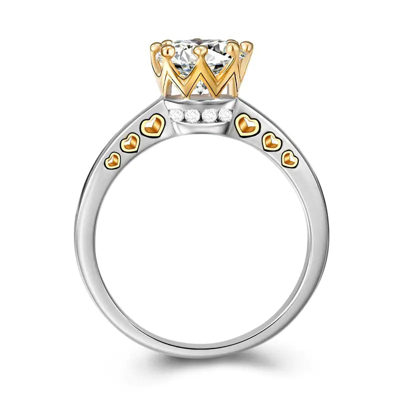 Classic Split Color Crown Engagement Ring for Women
