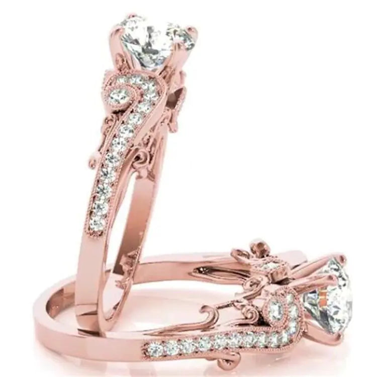 Fashion Princess Engagement Ring with Zirconia Stones