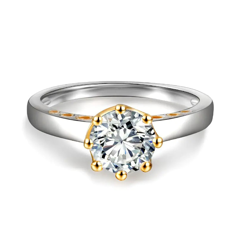 Classic Split Color Crown Engagement Ring for Women