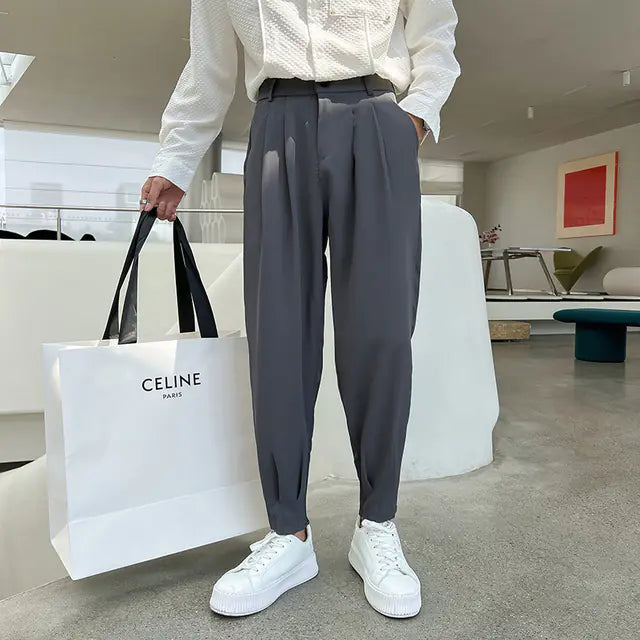 Korean Style Solid Color Casual Men's Pants