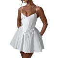 Emilene Off White Modern Corset Short Dress (One Piece)