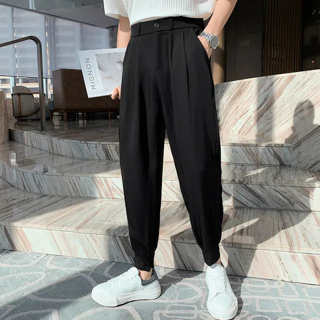 Korean Style Solid Color Casual Men's Pants