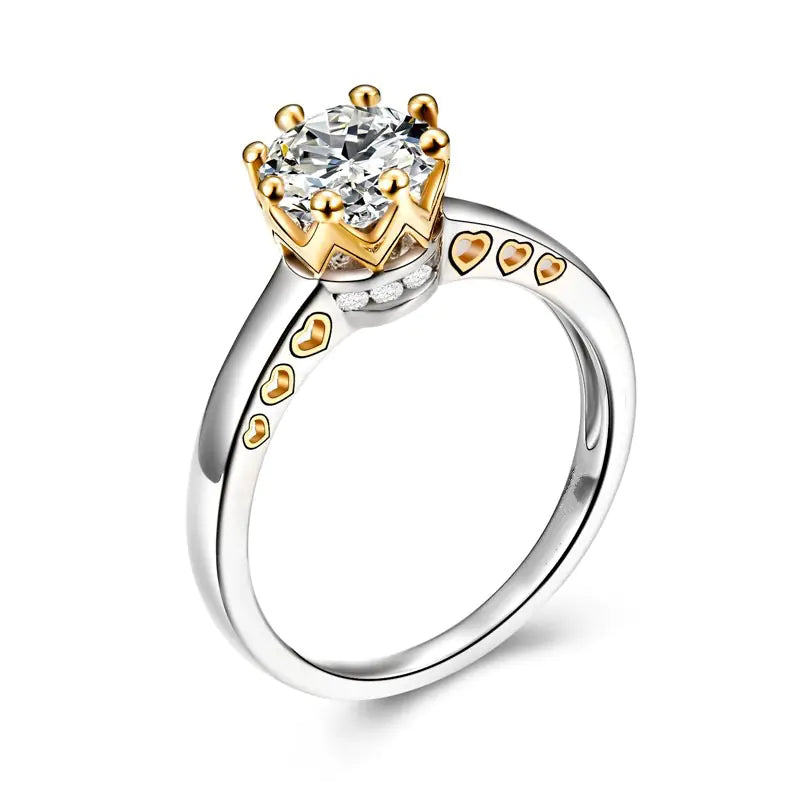 Classic Split Color Crown Engagement Ring for Women