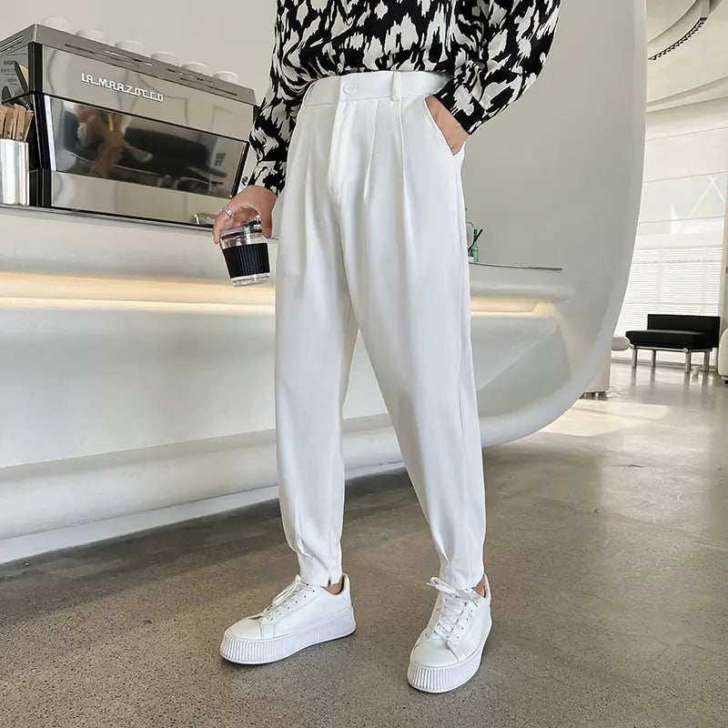Korean Style Solid Color Casual Men's Pants